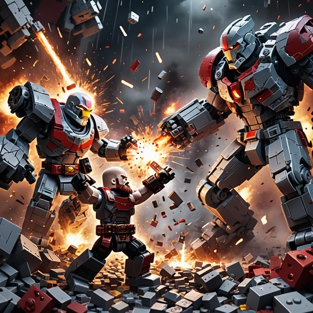 Kratos vs Megatron: Explosive Lego Anime Battle