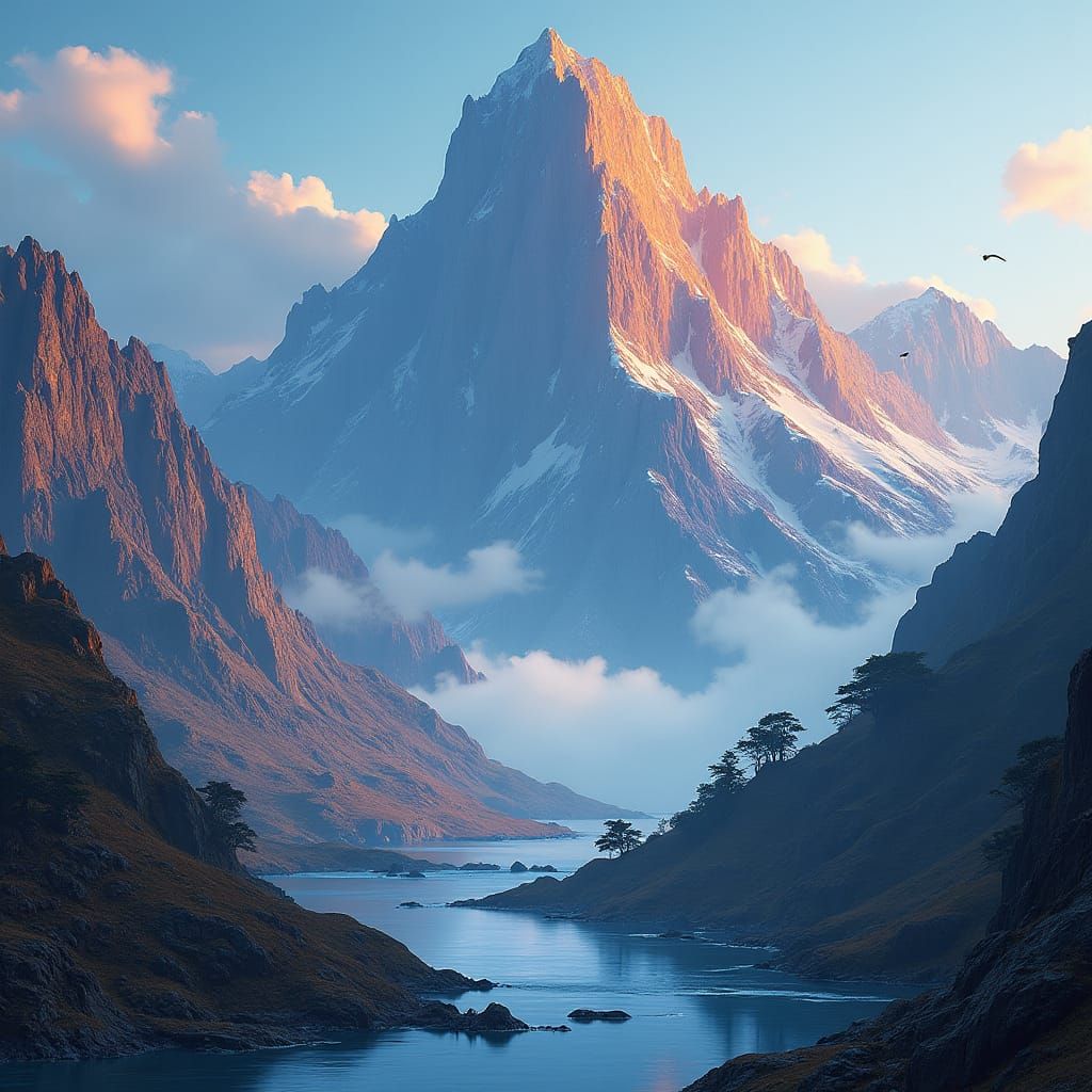 Majestic Mountain River: A Matte Painting Landscape
