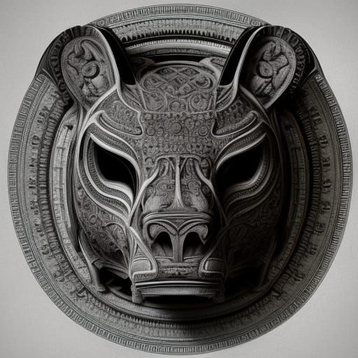 Archaeotherium Symmetrical Face in Detailed Digital Painting