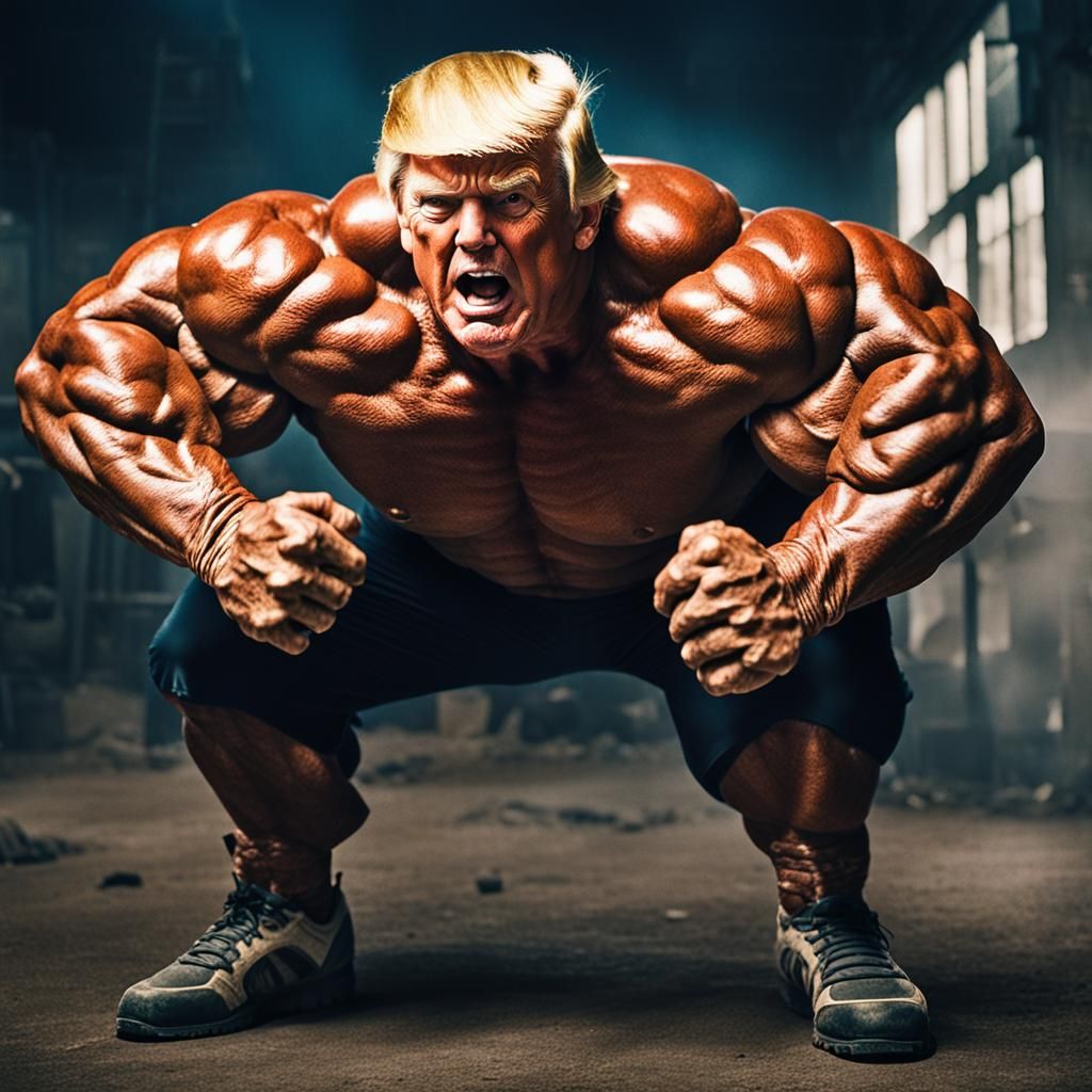 Epic Cinematic Portrait of a Muscular Donald Trump