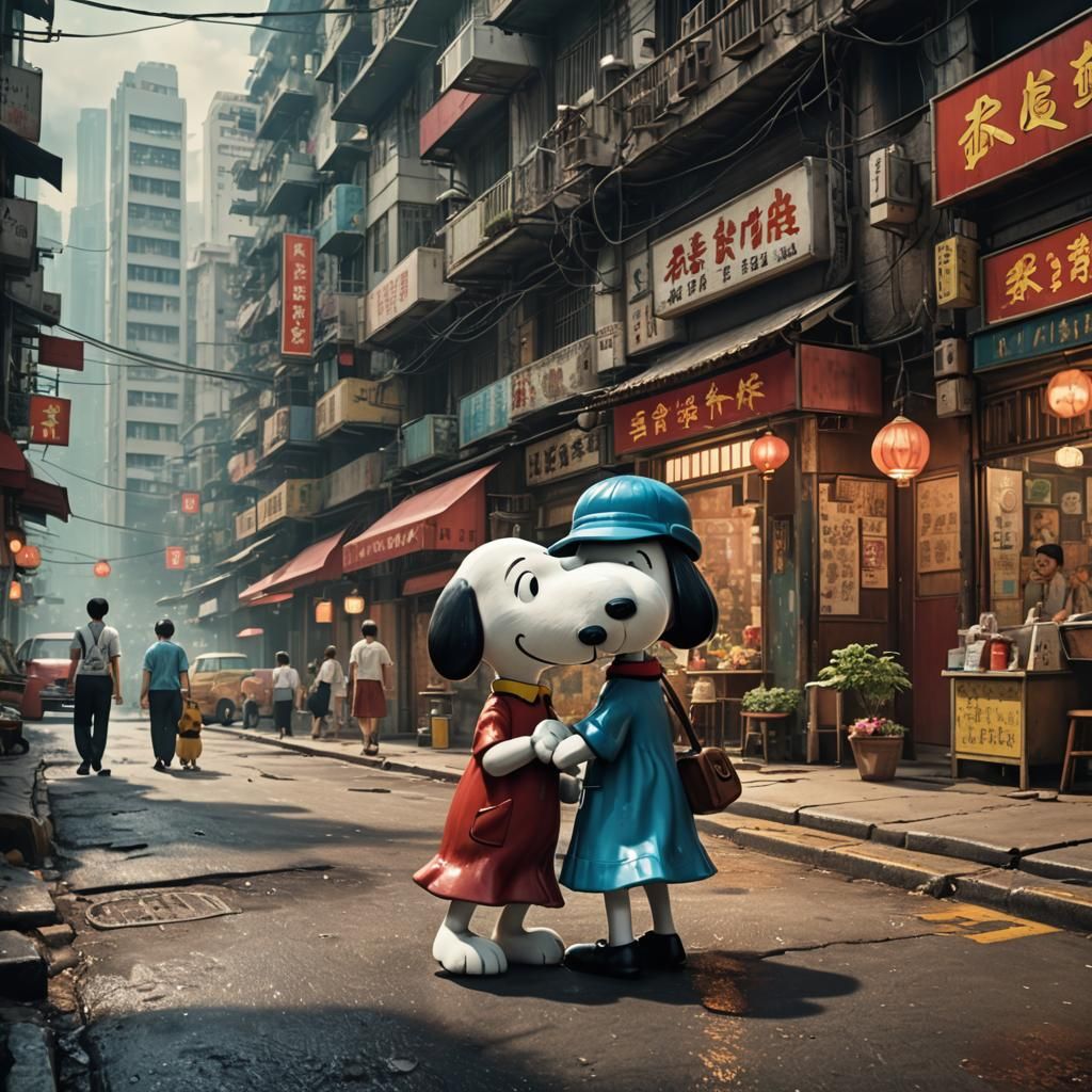 Snoopy in 1960s Hong Kong, Impasto Painting