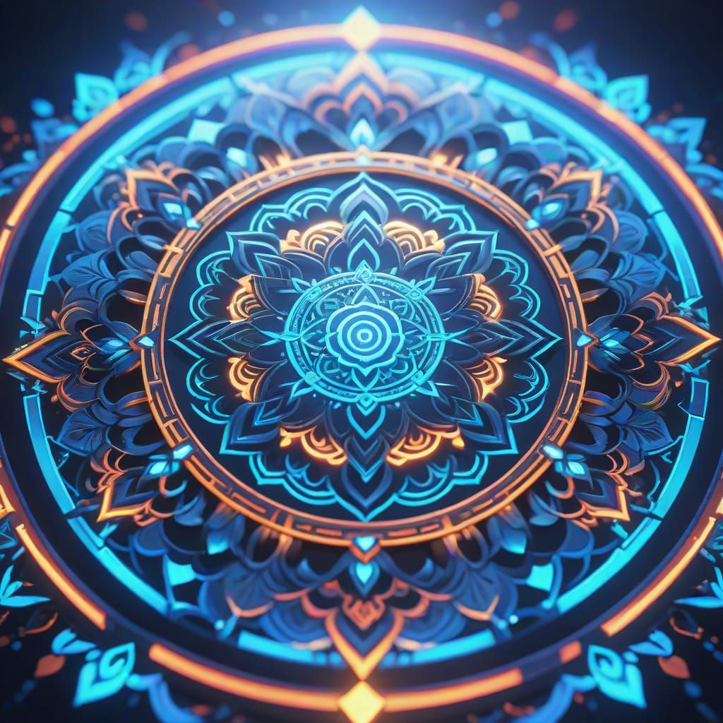 Glowing Mandala in 3D Anime Style