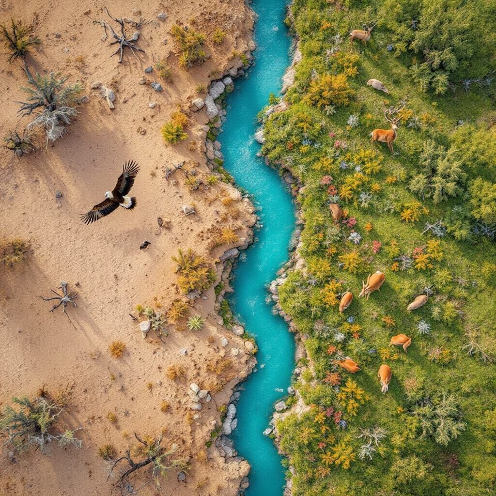 Contrasting Landscapes Divided by River