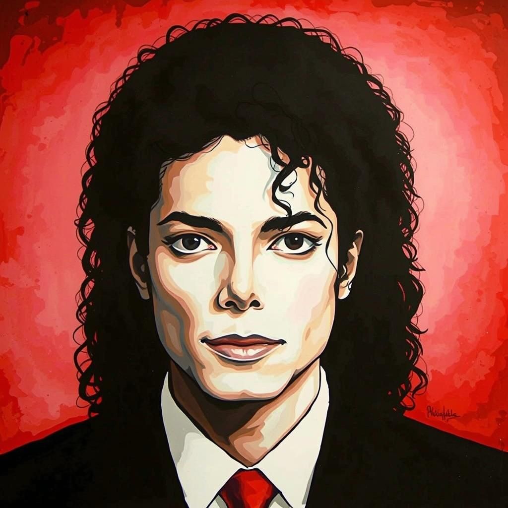 Alcohol ink painting, huge painted face of Michael Jackson i...