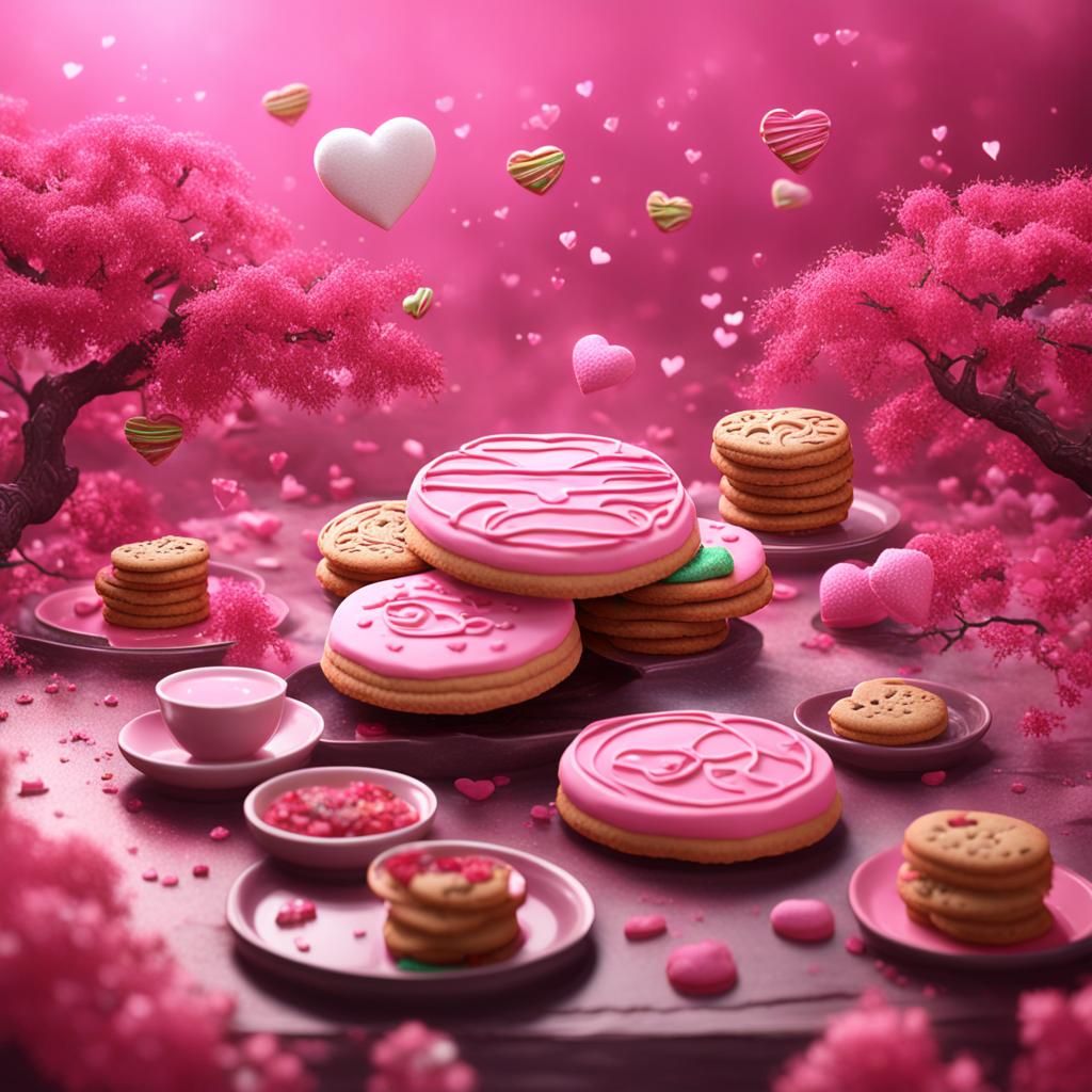 Sweet Pink Heart Cookies: Japanese Dessert Art