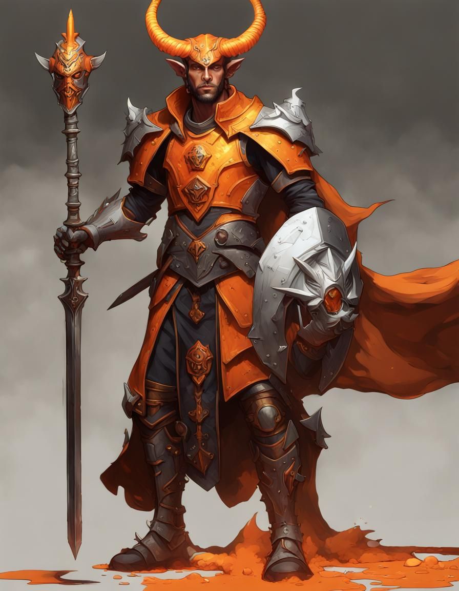 Tiefling Paladin in Plate Armor: Dark Fantasy Art