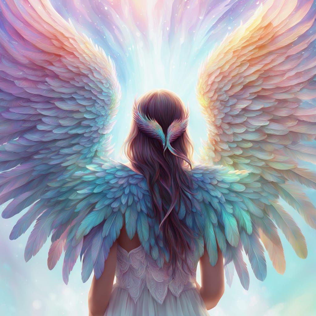 Person Holds Own Iridescent Wings in Vibrant Digital Art