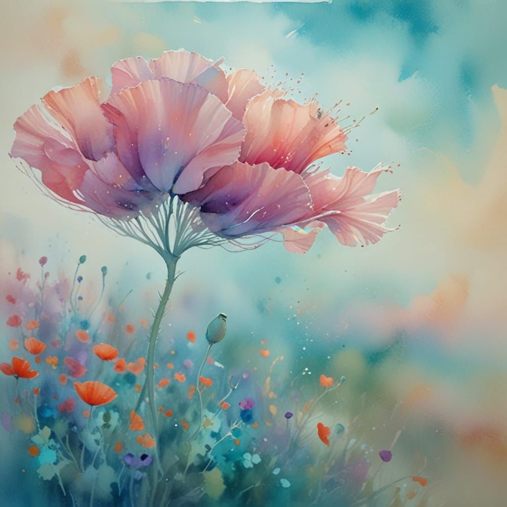 Softly Swaying Poppies in a Dreamy Prairie Landscape