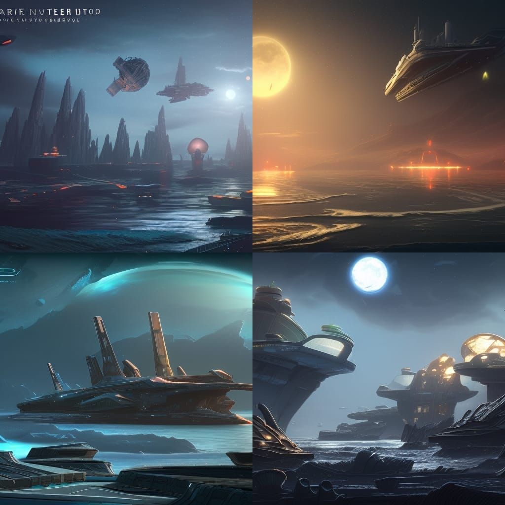 Dark Fantasy Starship Shipyard Concept Art