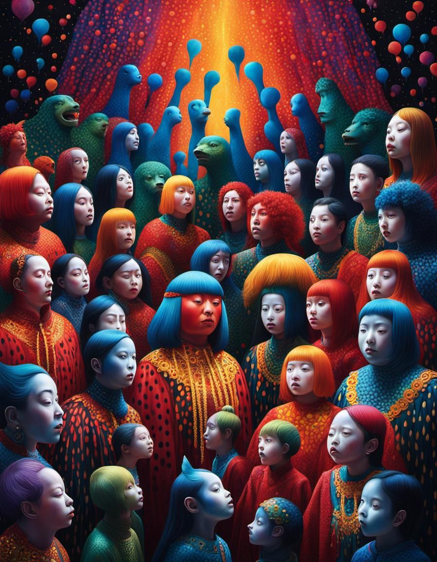 Mythical Creatures Choir Festival in Gouache Painting