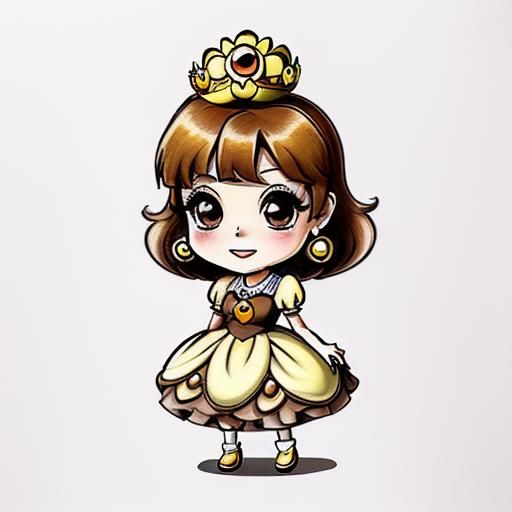 Chibi Princess Daisy in Brown Dress