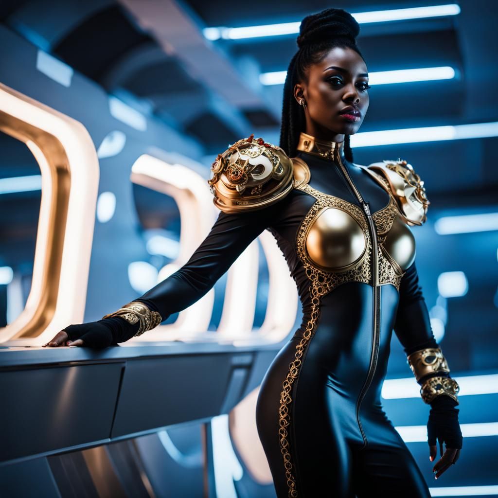 Boosty Woman in Spaceship Medbay: Sci-Fi Portrait