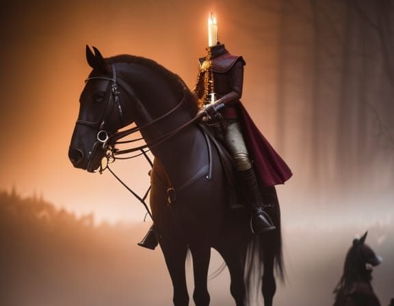 Headless Horseman with Jack-O'-Lantern Head in Horror Style