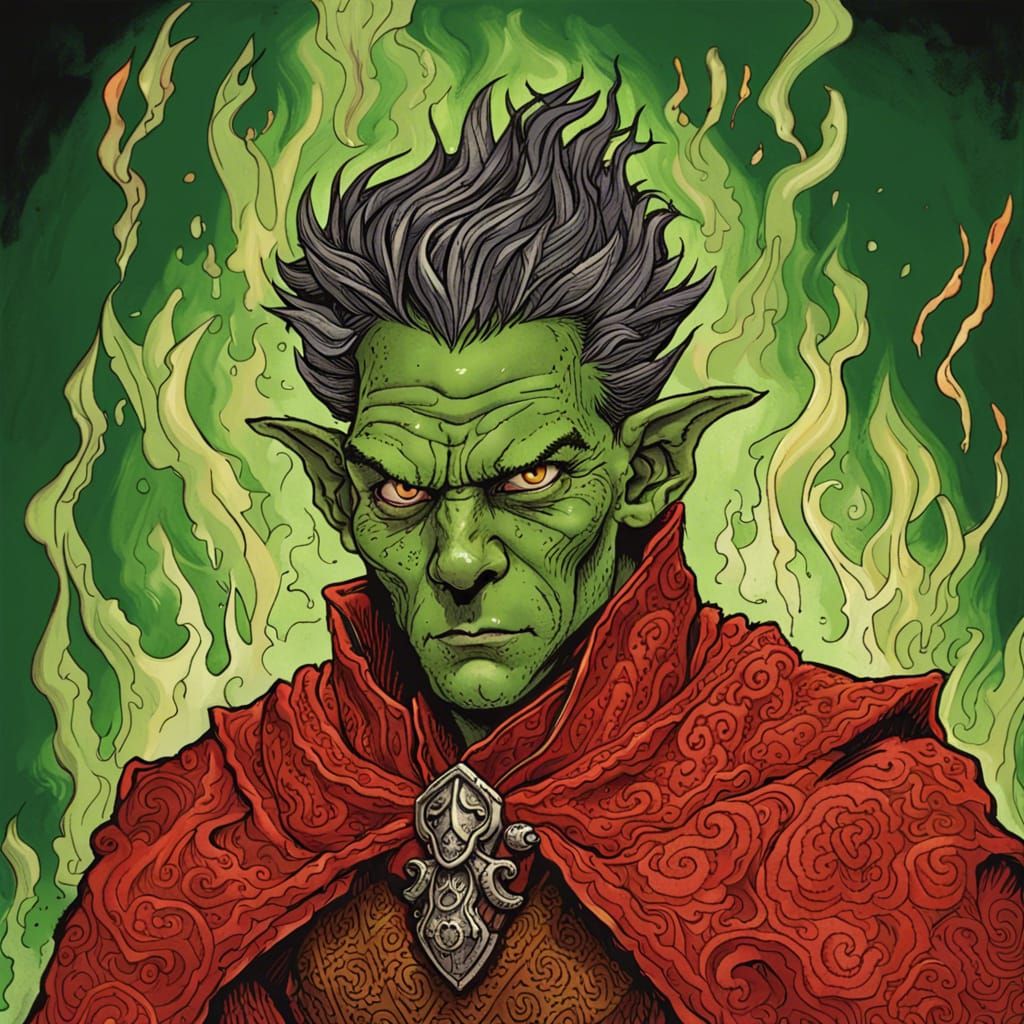 Ornate Portrait of an Orc Fire Mage