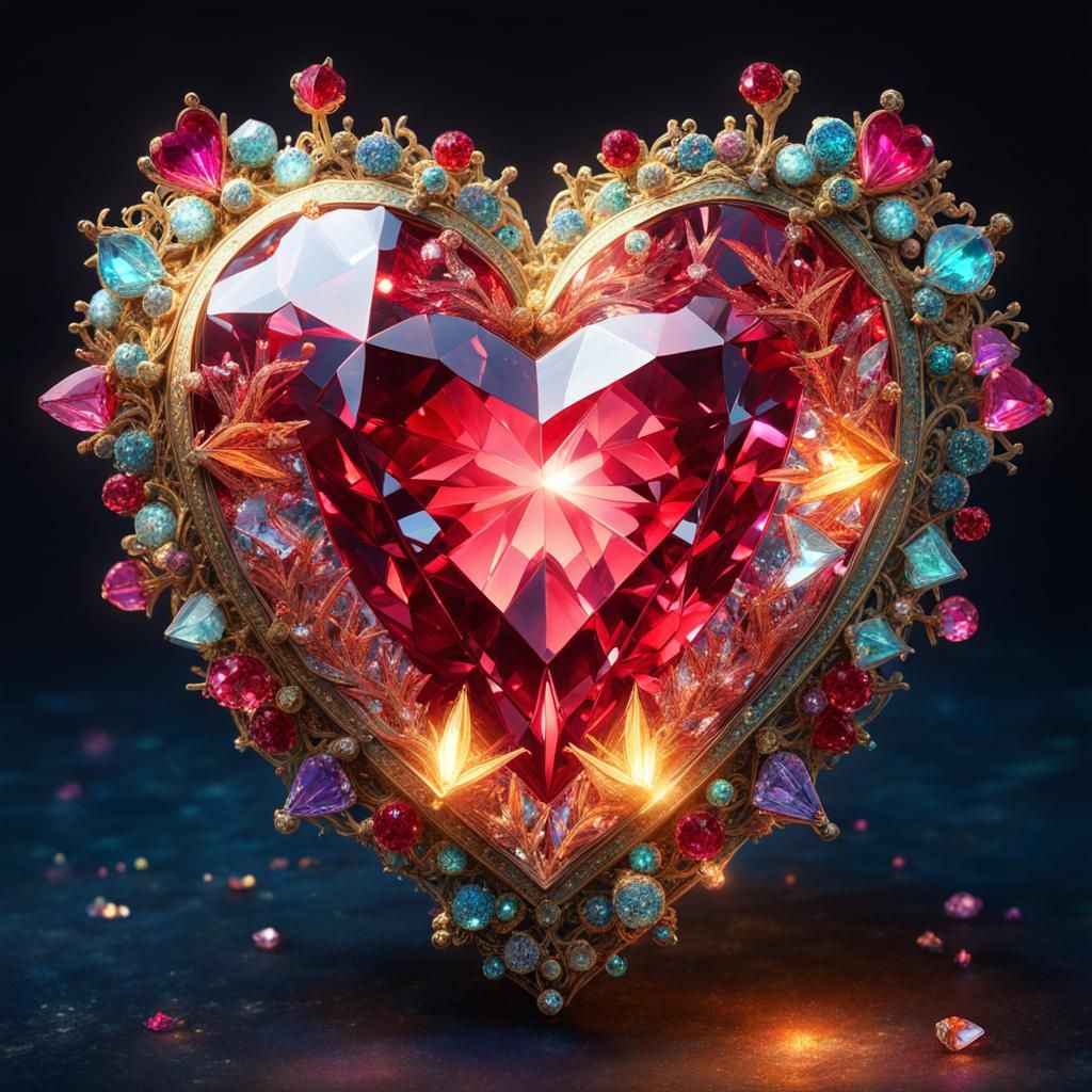 Crystalline Valentine Heart in Fantasycore Style