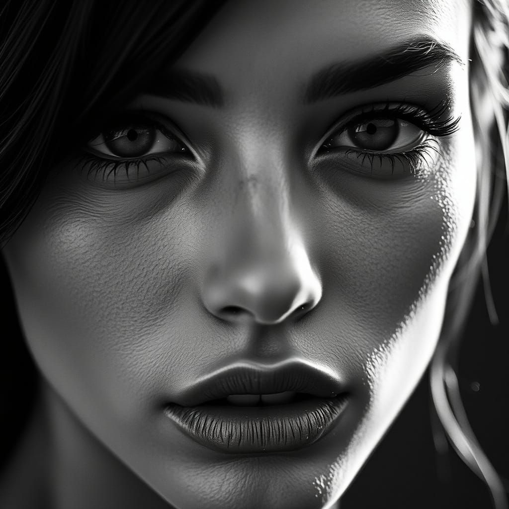 Elegant Black and White Portrait in High-Definition