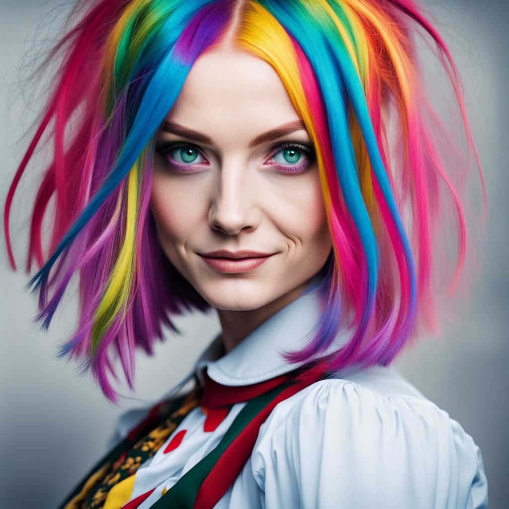 Alice in Wonderland with Multi-Colored Hair
