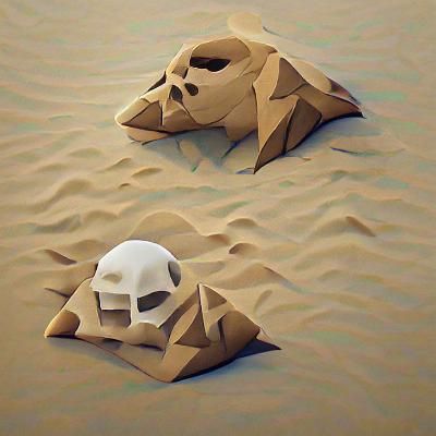 Low Poly Sand Skull Digital Art