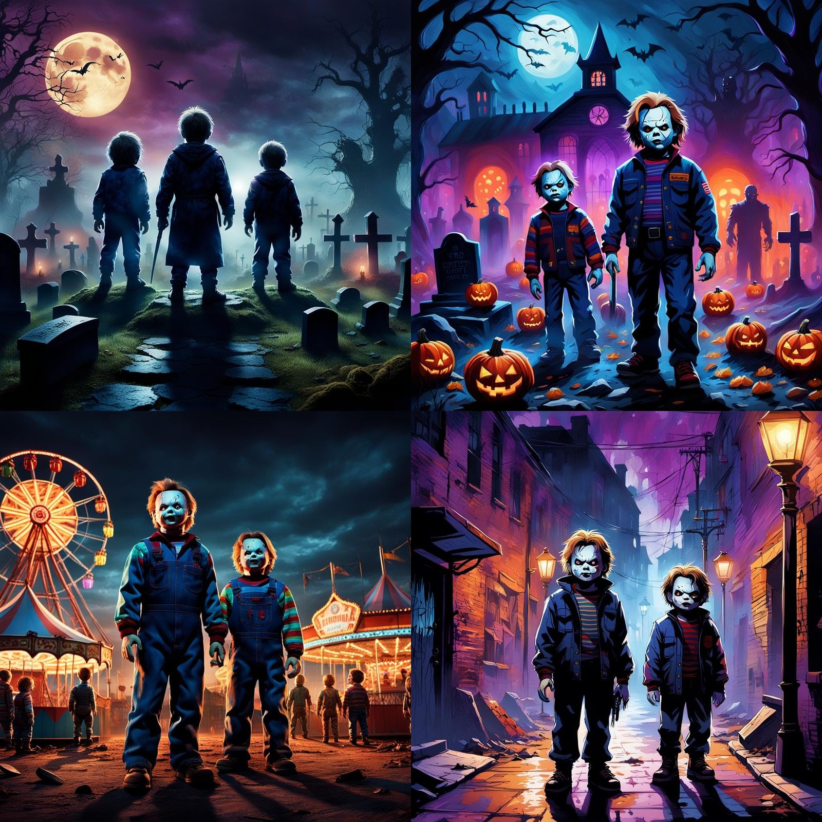 Halloween Horror Icons in Detailed Matte Painting