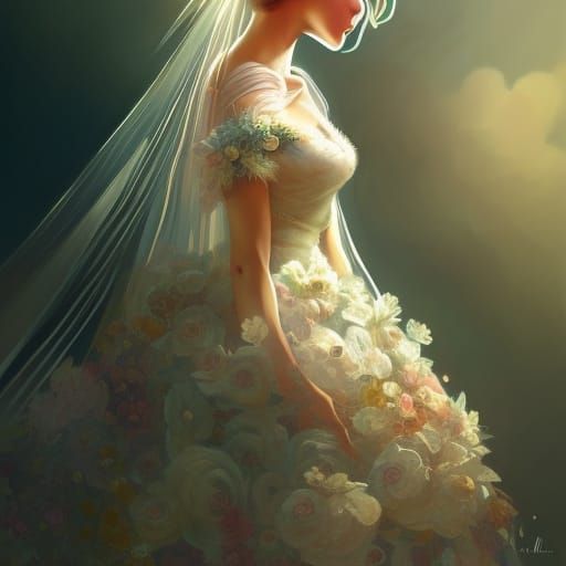 Beautiful Bride in Intricate Wedding Dress: Concept Art