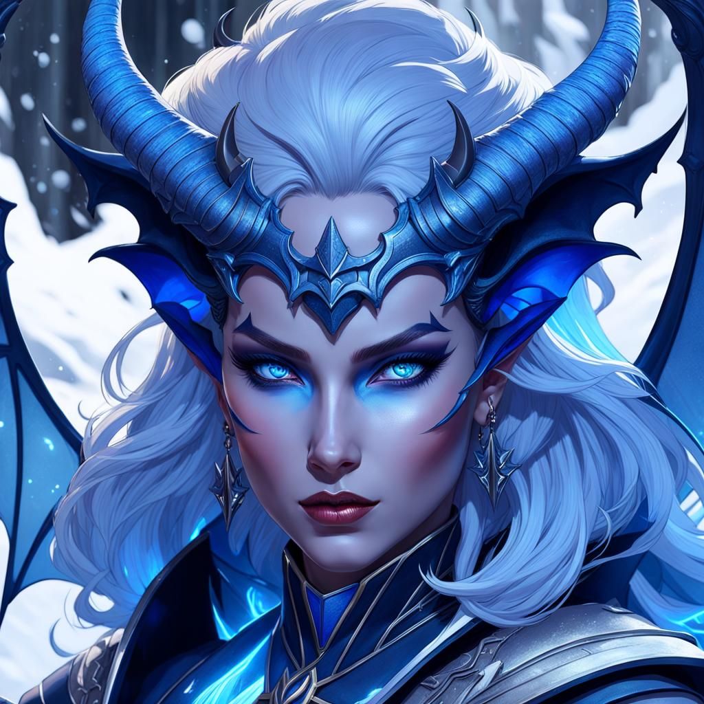 Winged Tiefling with Bat Wings in a Detailed Portrait