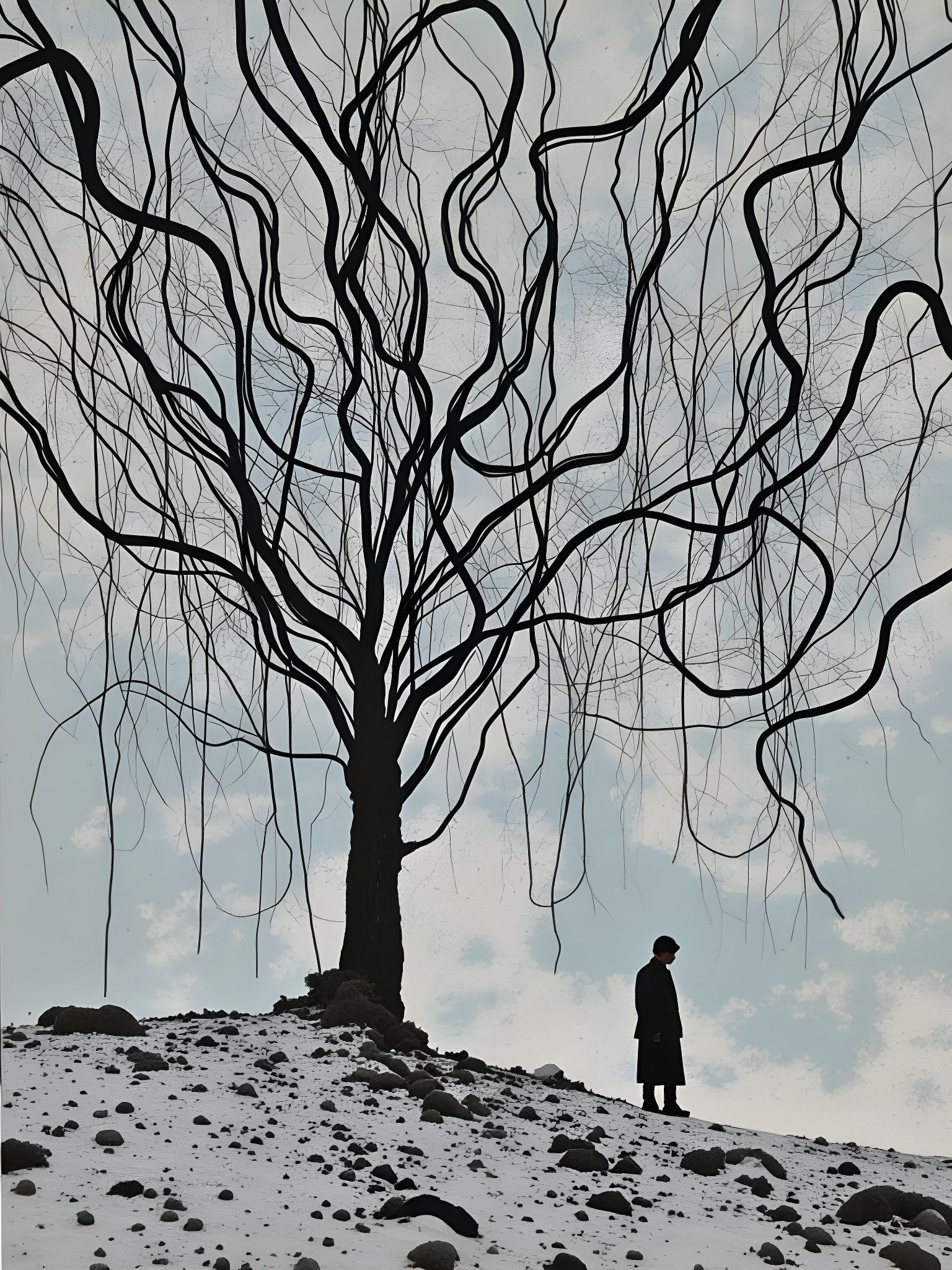 Abstract Line Work with Small Figure