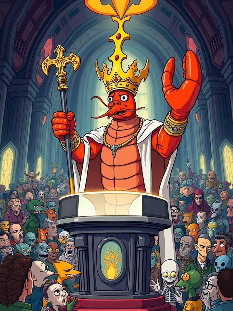 The Lobster Pope Preaches in Futurama Style