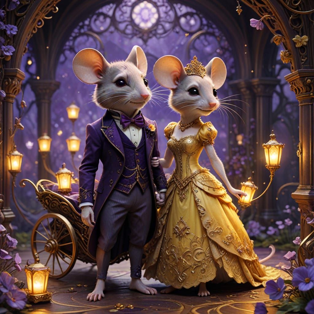 Whimsical Mouse Wedding in Dark Fantasy Realm