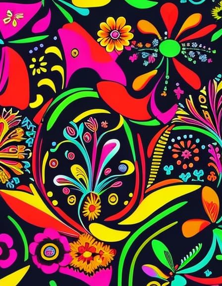 Party Girls Kissing in Whimsical Ethnic Art Style