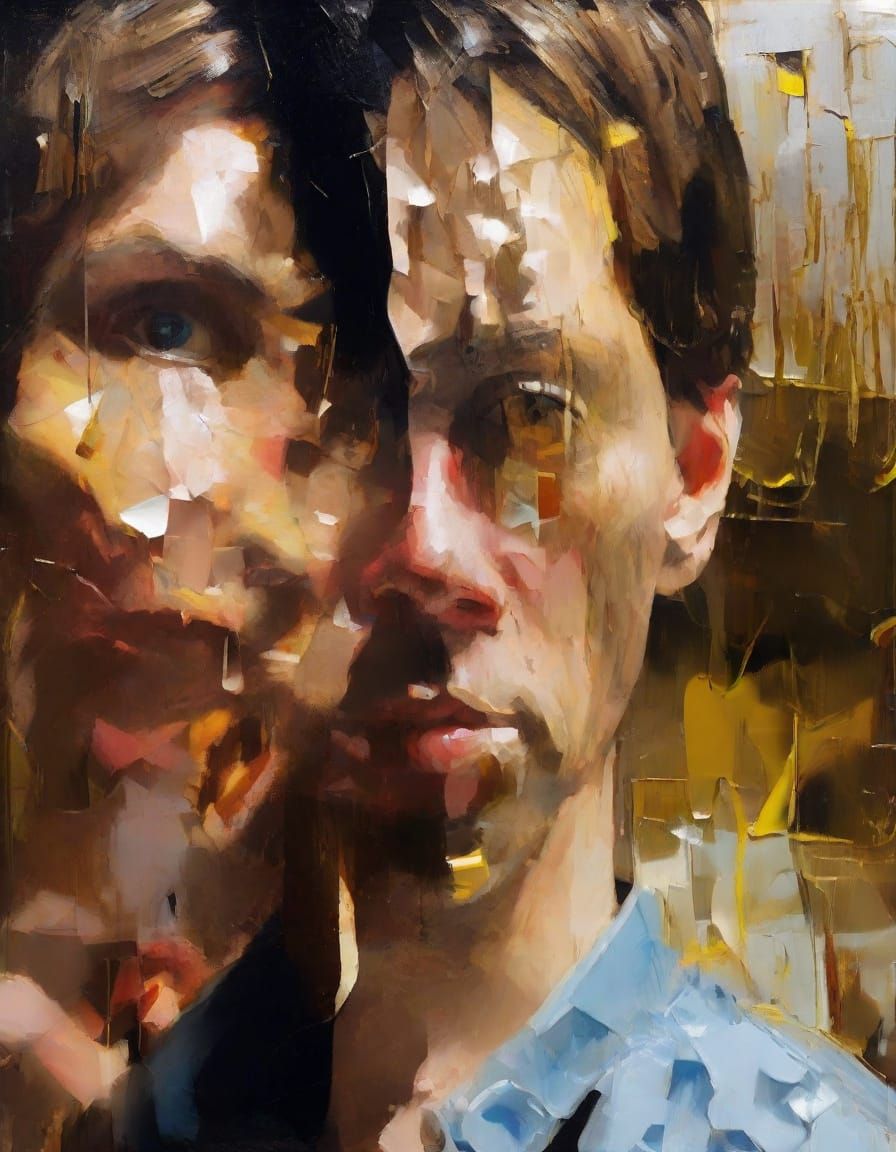 Monstrous Reflection: A Surrealist Portrait in Expressionist...