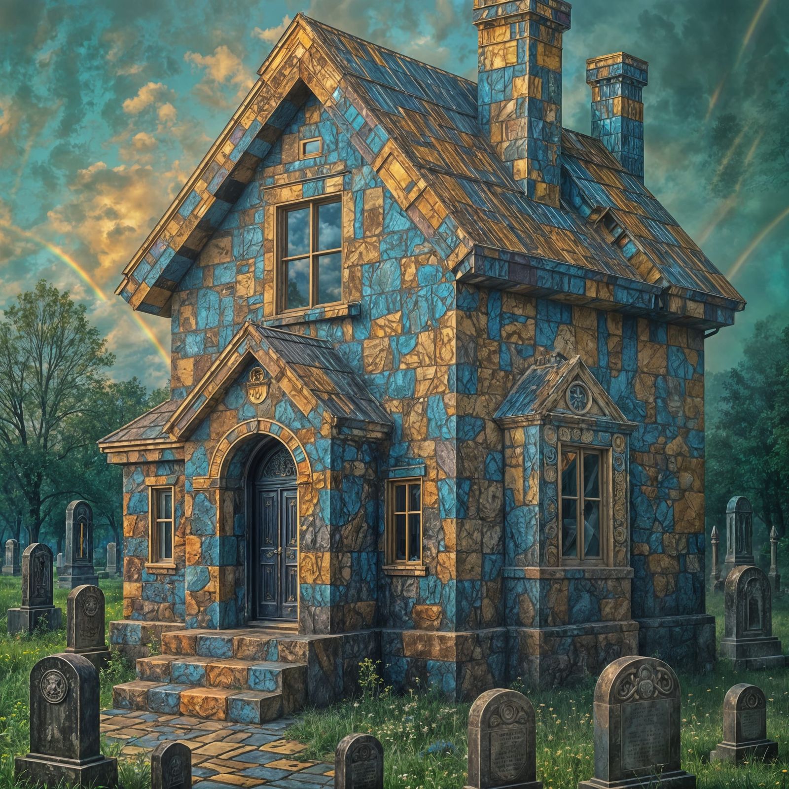 Rainbow Pyrite House by Cemetery, Detailed Render