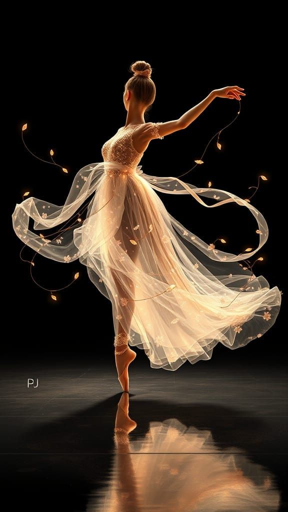 Ethereal Dancer in Swirling Fabrics Captured in Ultra-Realis...
