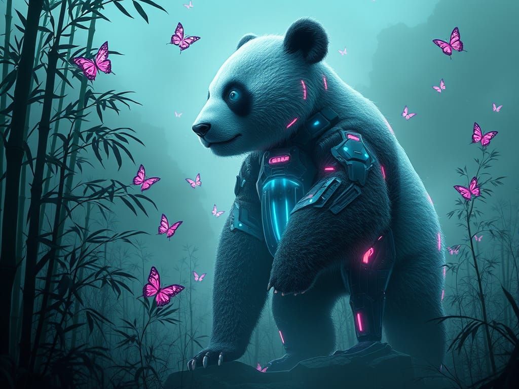 Robot Panda Among Artificial Nature 3
