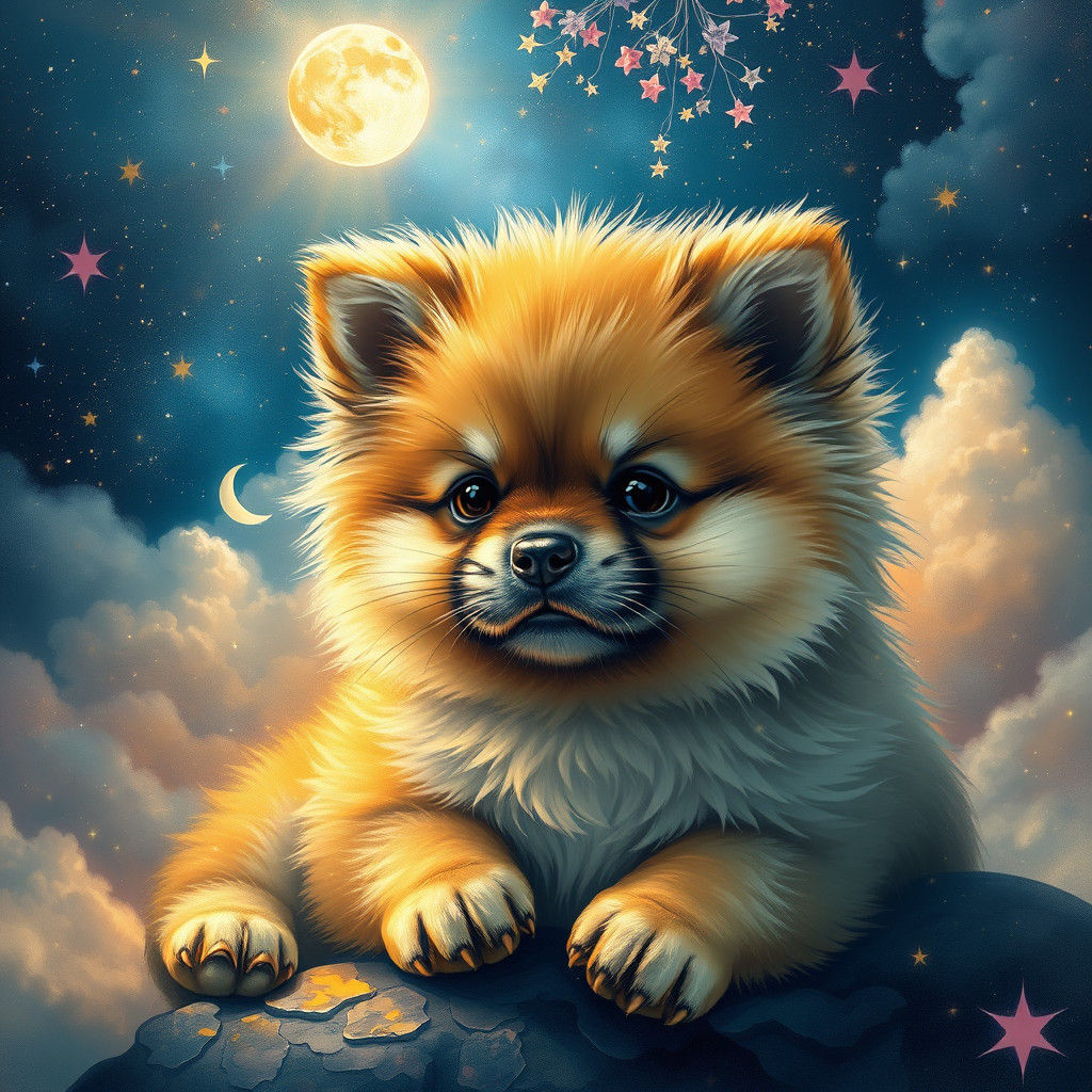 Nebula Shiba Puppy in Heavenly Light