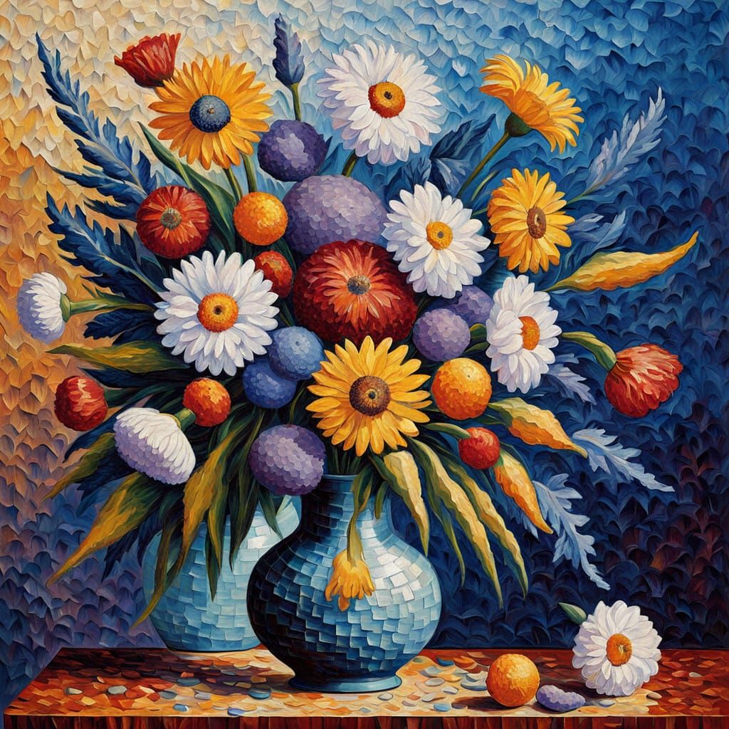 Vibrant Summer Garden Still Life in Oil Paint