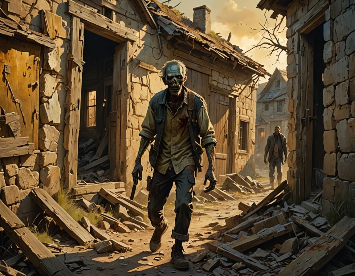 Zombie in Abandoned Village: Imaginative Realism