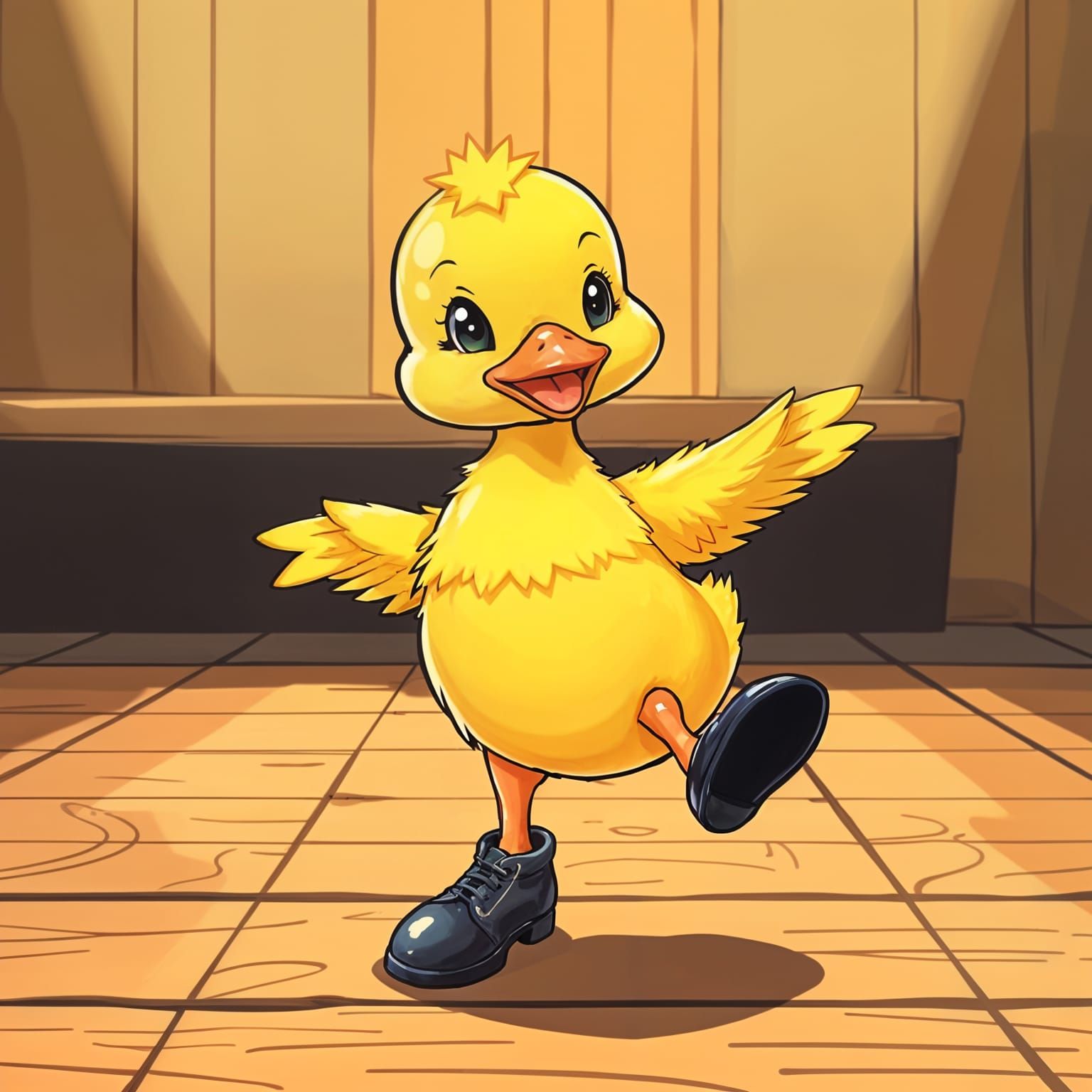Cute Duckling Tap Dancing in Anime Style