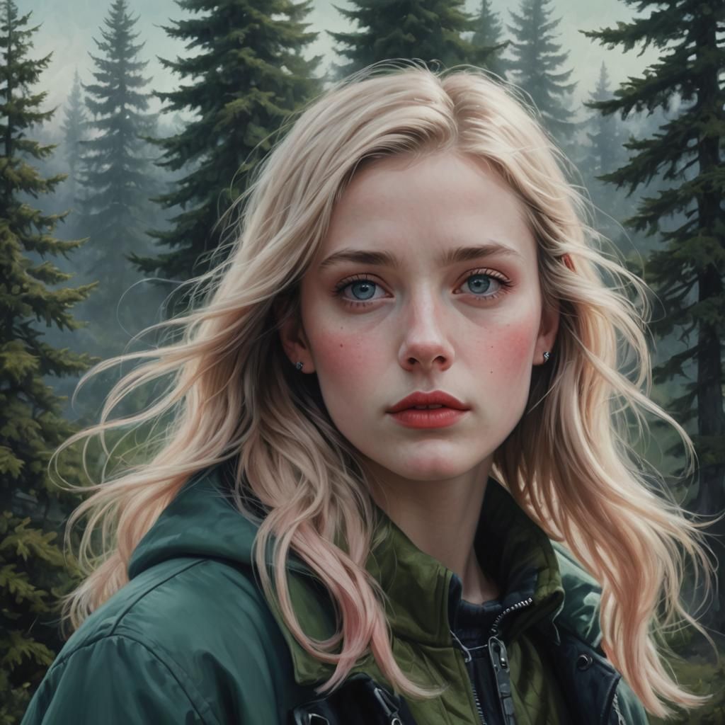 Mystic Portrait of Woman with Blue Eyes