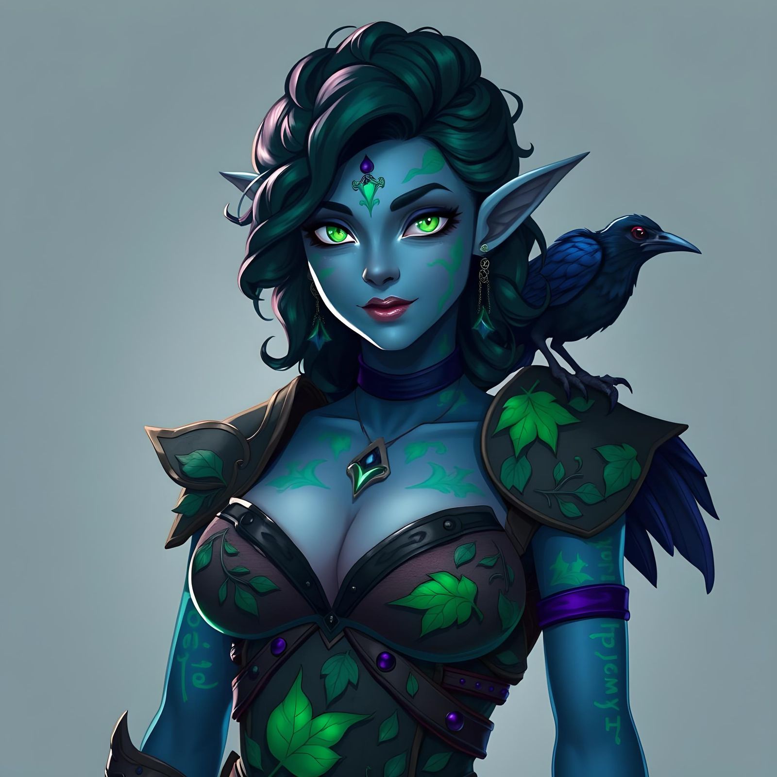 Merfolk Warlock Portrait in Colorful Vector Art Style