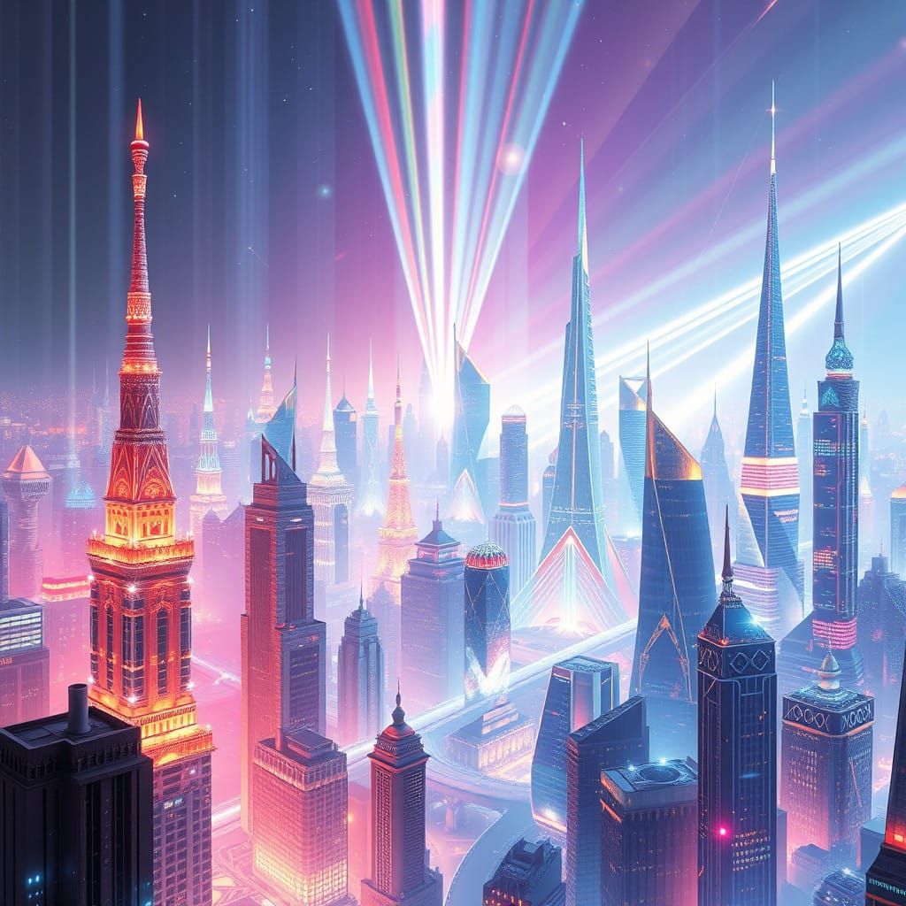 Ethereal Cityscape Born from Light and Wonder