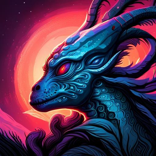 Detailed Reptilian Alien in Sci-Fi Gothic Style