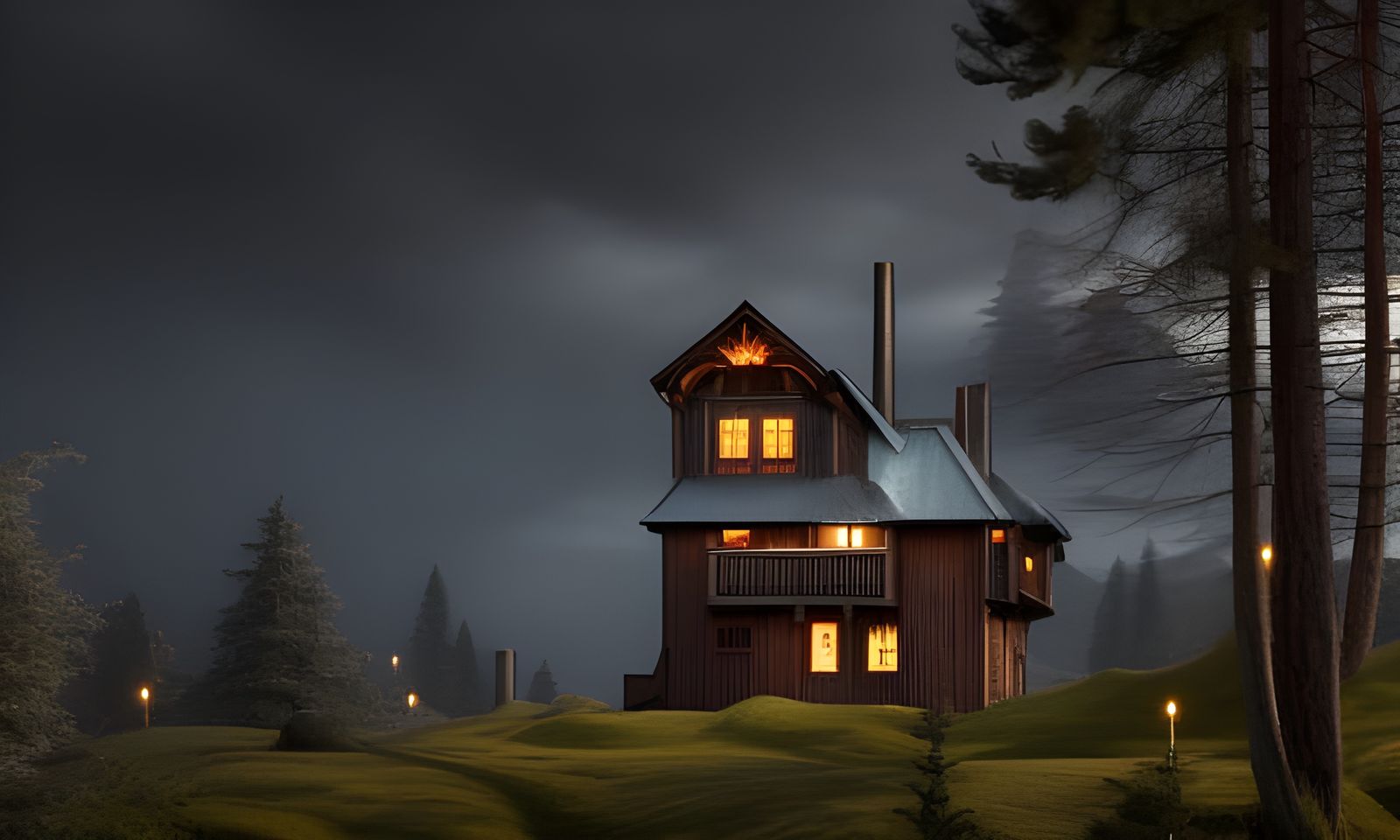 Medieval Mountain House in Detailed Digital Art