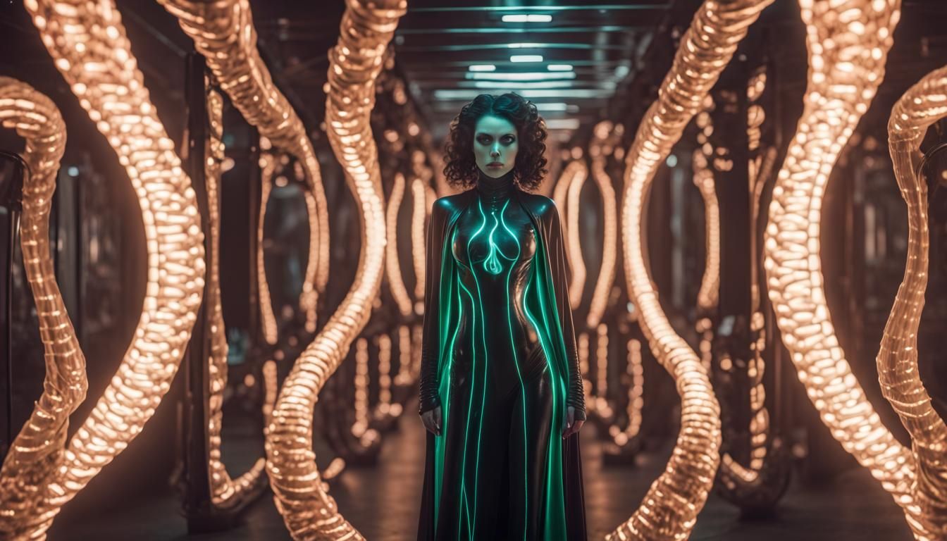 Hypnotic Medusa Empress in Cyberpunk Club