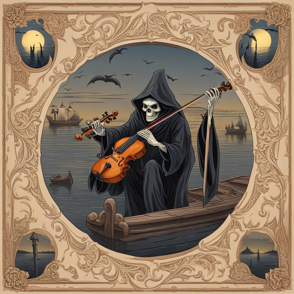 Grim Reaper's Serenade on the Boat