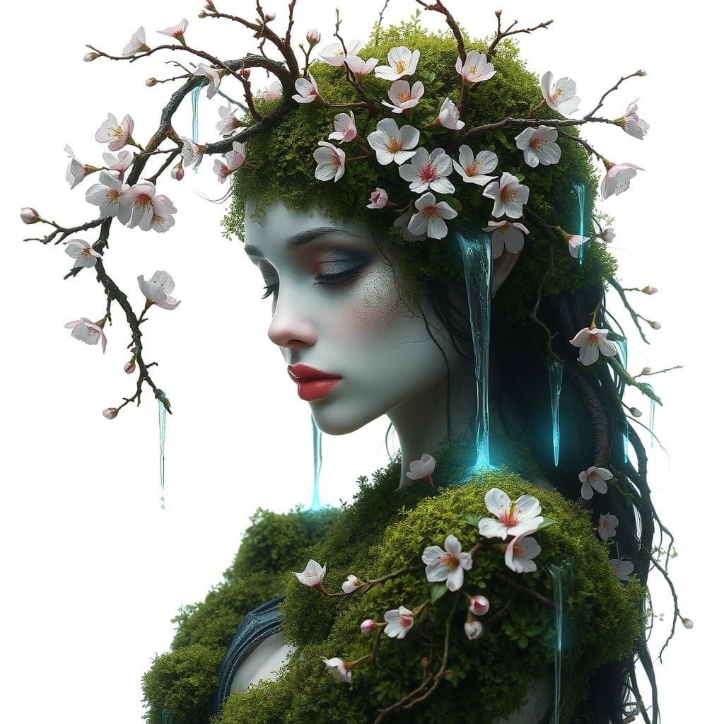 Ethereal Forest Spirit in Mossy Bloom