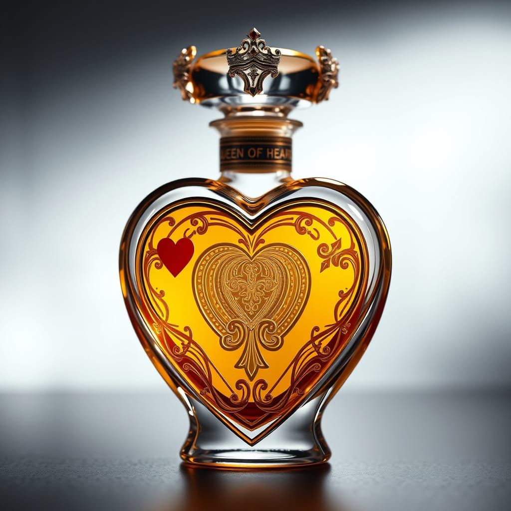 Queen of Hearts Perfume Bottle, Regal Heart Design