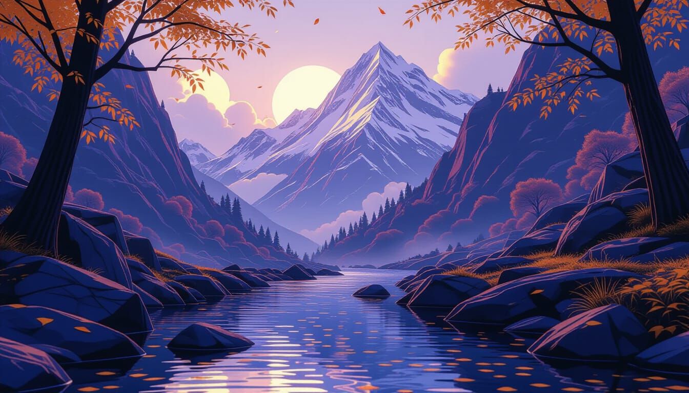 Mystical River Flows Uphill: 3D Anime Art