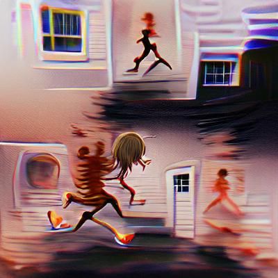 Fleeing in Terror: A Horror Scene