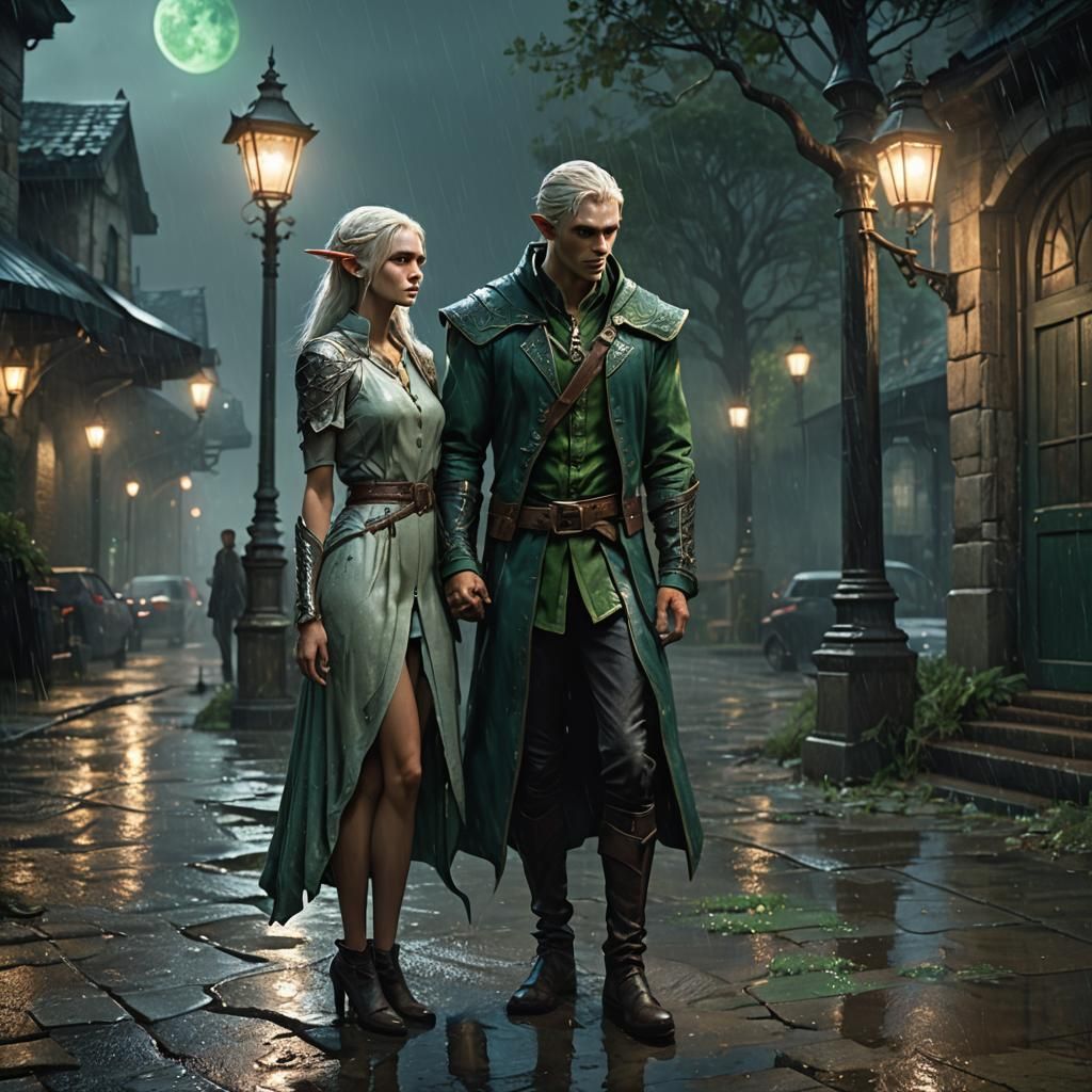 Mystical Elf and Mortal Woman: Fantasy Concept Art