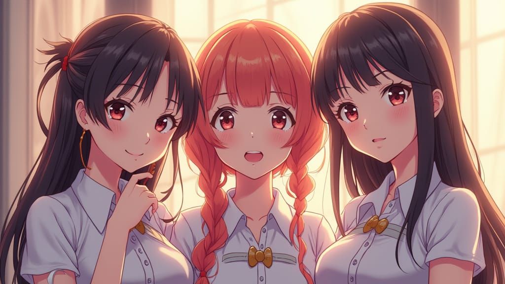 Sisters in Vibrant Cel-Shaded Anime Style